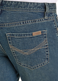 MEN'S ROCK AND ROLL DENIM TWO TONE DARK VINTAGE WASH DOUBLE BARREL STRAIGHT JEANS