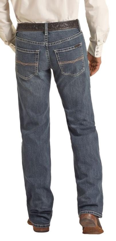 ROCK & ROLL DENIM MENS VINTAGE '46 PISTOL STACKABLE BOOTCUT JEANS