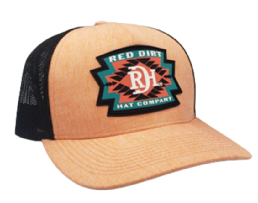 RED DIRT HAT CO WATERMELON AZTEC CAP in CORAL/BLACK