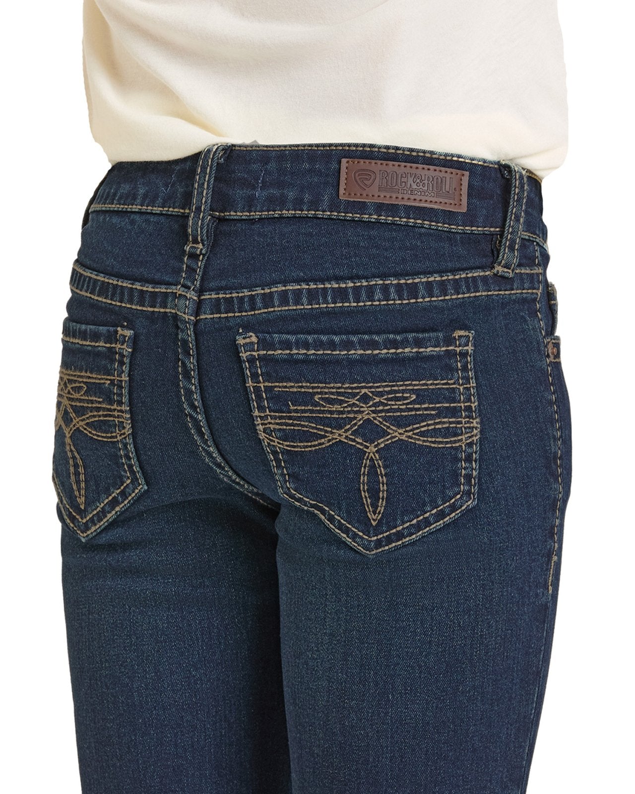 GIRL'S ROCK AND ROLL BOOT STITCH BOOTCUT DARK VINTAGE WASH JEANS