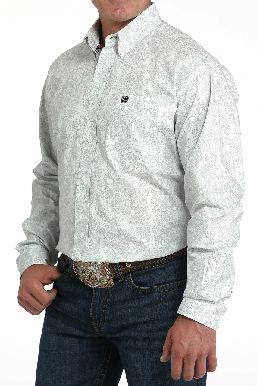 CINCH MEN'S WHITE PAISLEY LONG SLEEVE SHIRT