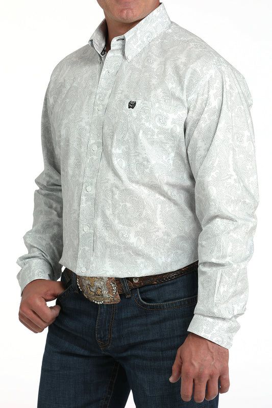 CINCH MEN'S WHITE PAISLEY LONG SLEEVE SHIRT