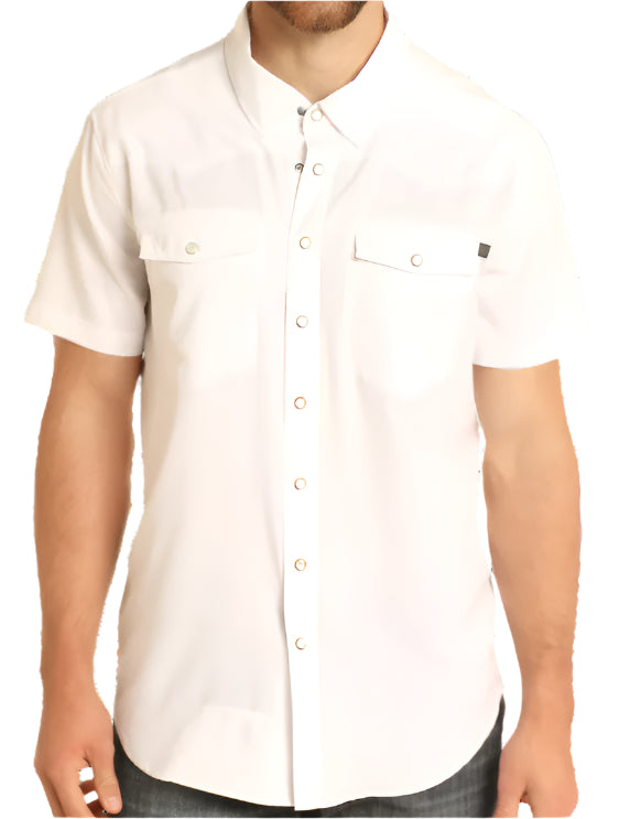 ROCK AND ROLL MEN'S TEK WESTERN SHIRT - WHITE