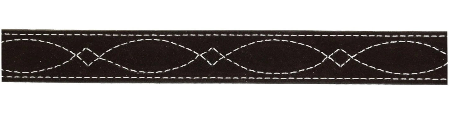 BROWN SUEDE BELT WITH WHITE STITCHING