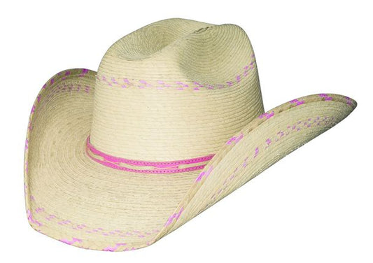 CANDY KISSES GIRL'S PALM LEAF HAT in PINK/NATURAL