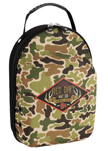 RED DIRT HAT COMPANY CAMO PRINT CAP CARRIER W/SUNGLASS CASE