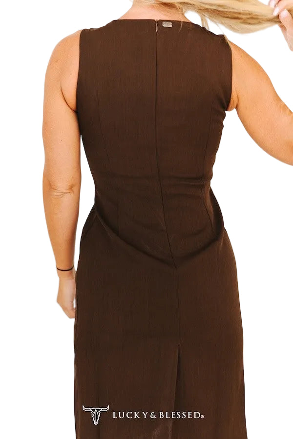 SOLID BROWN TANK DRESS