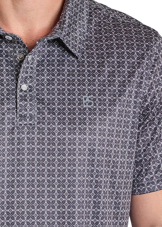 PANHANDLE SLIM MEN'S BLACK MICRO MEDALLION PRINT POLO