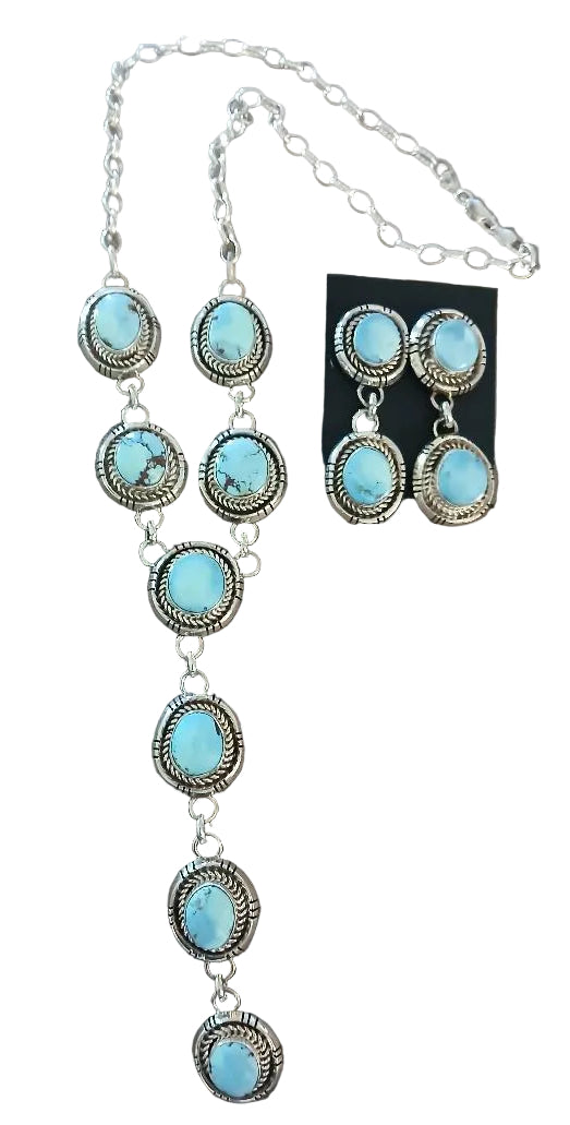12 STONE GOLDEN HILLS LARIAT NECKLACE/EARRING SET - NATIVE AMERICAN