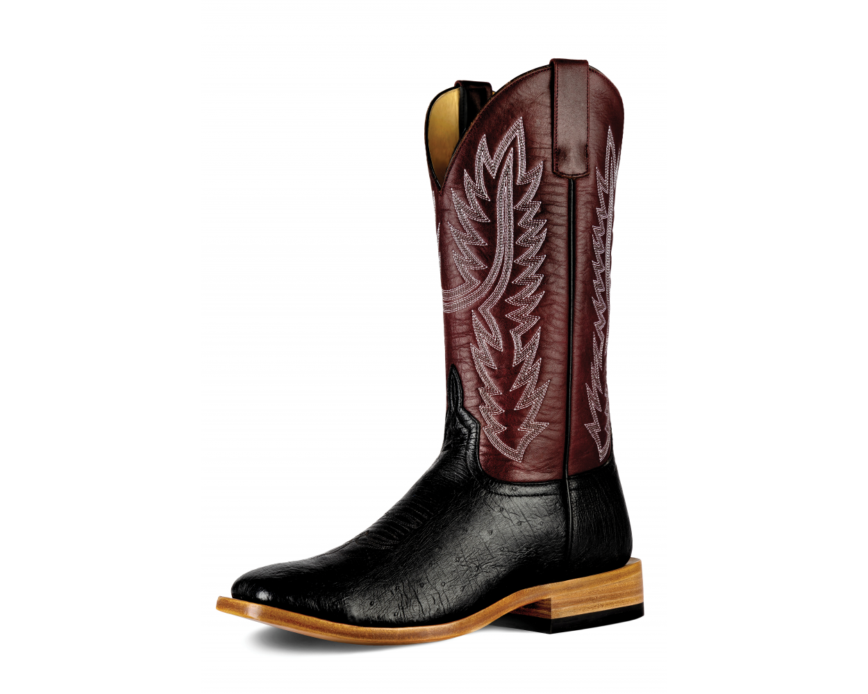 HORSE POWER TOP HAND BLACK SMOOTH OSTRICH MEN'S BOOTS
