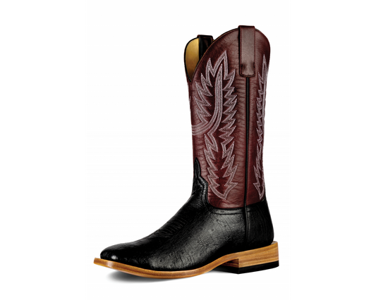 HORSE POWER TOP HAND BLACK SMOOTH OSTRICH MEN'S BOOTS