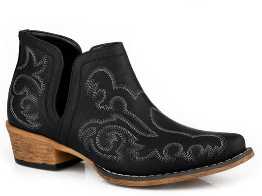 WOMEN'S AVA BLACK FAUX LEATHER ANKLE BOOT