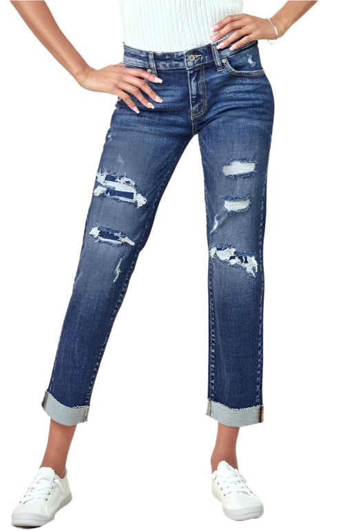 KANCAN NINA MID RISE SLIM BOYFRIEND JEANS