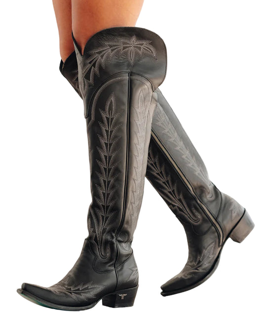 LANE "LEXINGTON" OVER THE KNEE BOOTS in JET BLACK