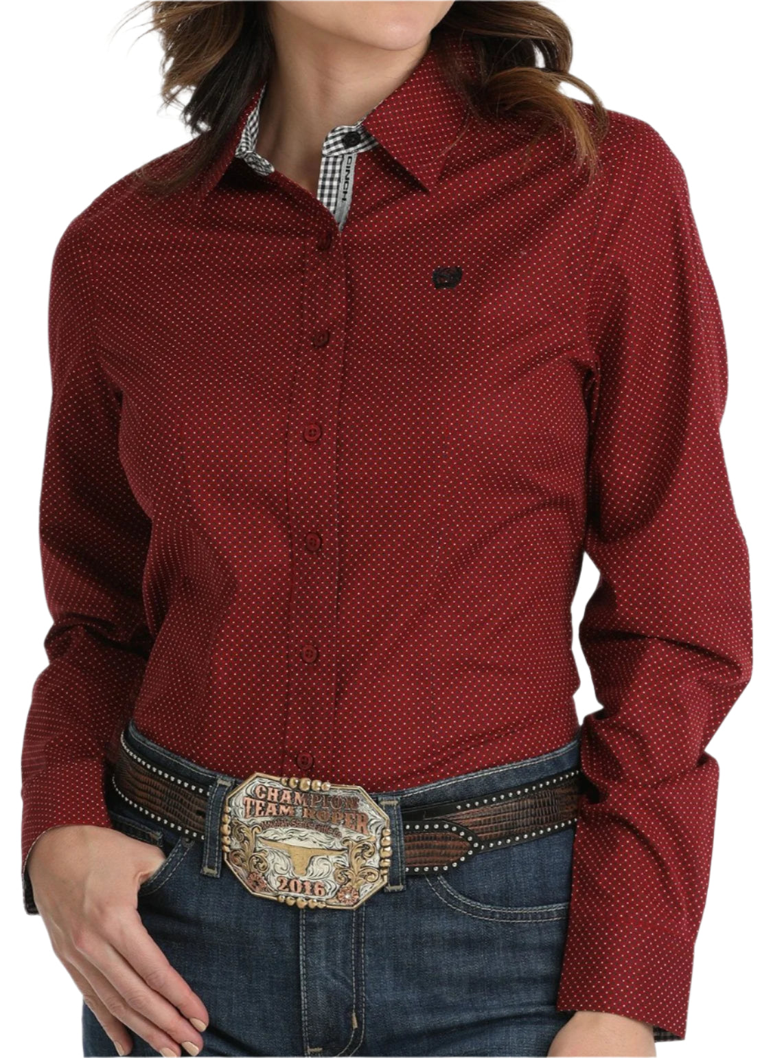 CINCH WOMEN'S POLKA DOT WESTERN SHIRT in RED