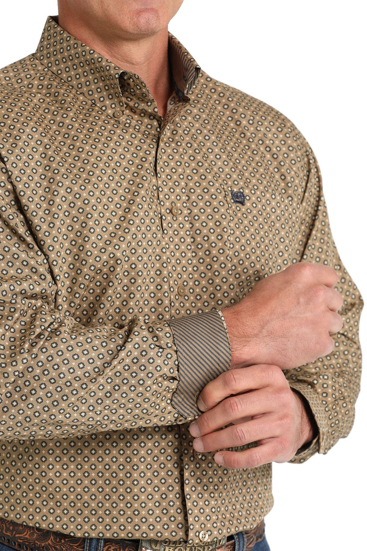 CINCH MEN'S GEOMETRIC BUTTON DOWN WESTERN SHIRT - BROWN