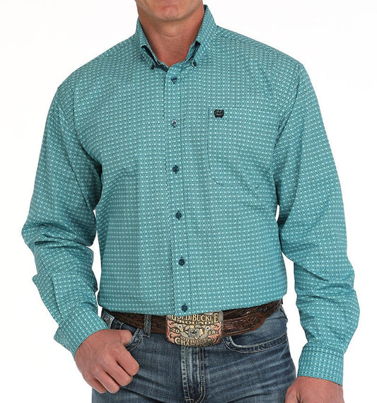 CINCH Men's Medallion Print Button-Down Western Shirt - Turquoise