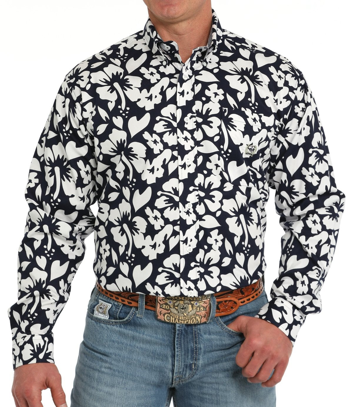 CINCH MEN'S HIBISCUS PRINT LONG SLEEVE SHIRT