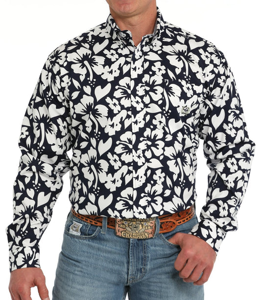CINCH MEN'S HIBISCUS PRINT LONG SLEEVE SHIRT