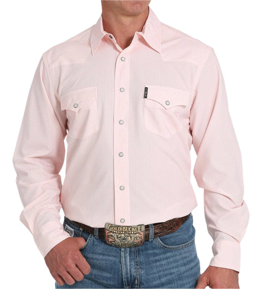 CINCH MEN'S MODERN FIT GEO-PRINT SNAP FRONT WESTERN SHIRT - PINK