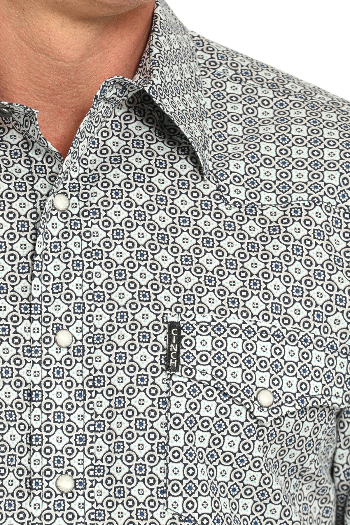 CINCH MEN'S MODERN FIT GEO-PRINT SNAP FRONT WESTERN SHIRT - MULTI