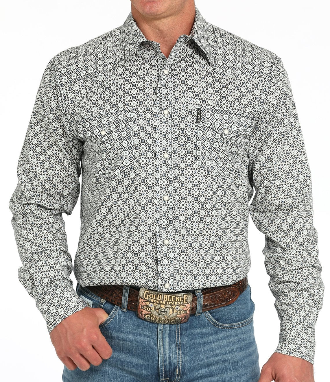 CINCH MEN'S MODERN FIT GEO-PRINT SNAP FRONT WESTERN SHIRT - MULTI