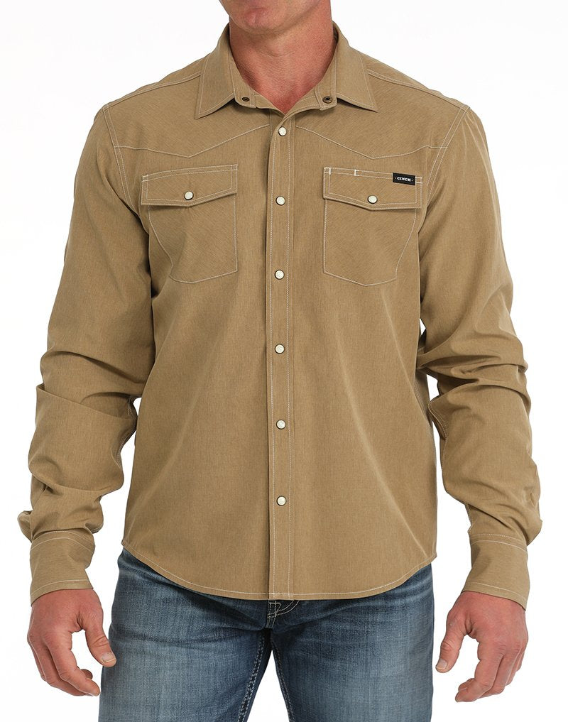 CINCH MEN'S ARENAFLEX WESTERN CAMP SHIRT- BROWN