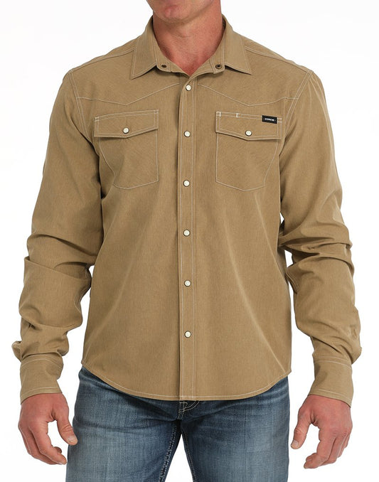 CINCH MEN'S ARENAFLEX WESTERN CAMP SHIRT- BROWN
