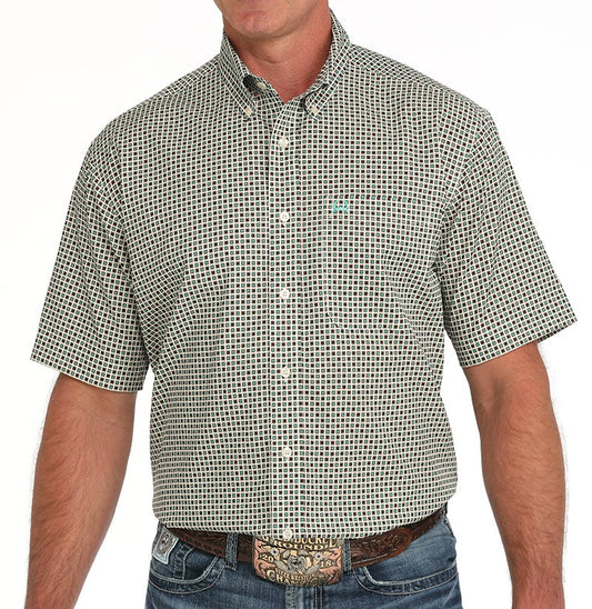 CINCH MEN'S ARENAFLEX GEO PRINT SHORT SLEEVE SHIRT - CREAM