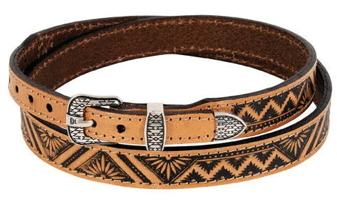 RED DIRT HAT CO TAN LEATHER HAT BAND W/ GEOMETRIC AGAVE