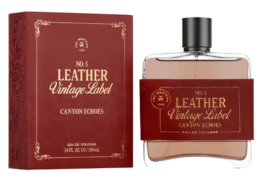 LEATHER NO. 5 VINTAGE LABEL CANYON ECHOES COLOGNE