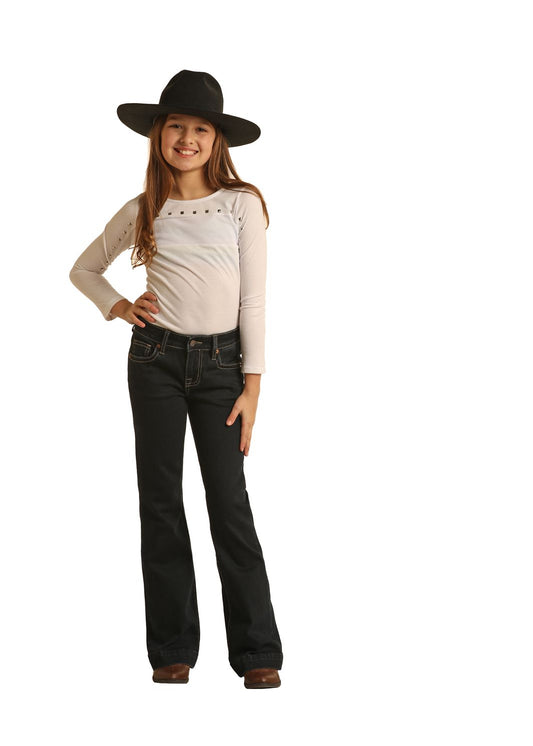 ROCK & ROLL GIRLS MID RISE EXTRA STRETCH TROUSER JEANS