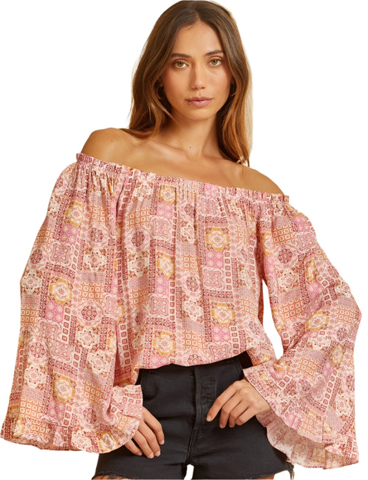 SAVANNA JANE OFF SHOULDER BELL SLEEVE TOP