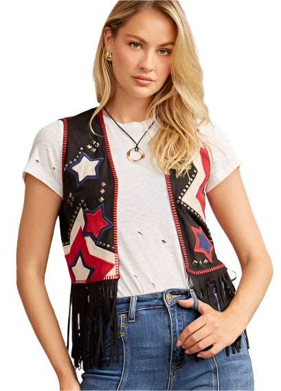 AMERICANA STAR FRINGE VEST
