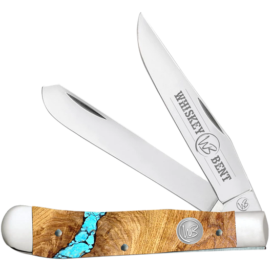 WHISKEY BENT TURQUOISE RIVER TRAPPER KNIFE
