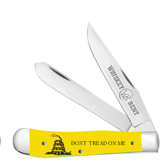 WHISKEY BENT DON'T TREAD ON ME TRAPPER KNIFE