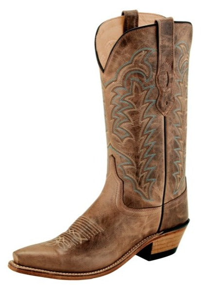 OLD WEST LADIES BROWN SNIP TOE BOOTS