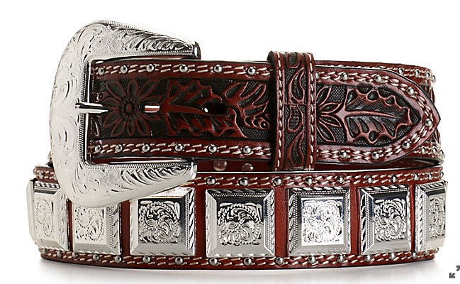 MEN'S SQUARE CRYSTAL CONCHO BELT