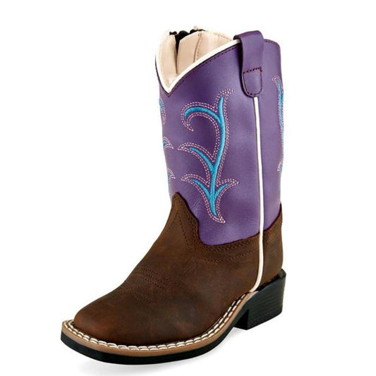 OLD WEST TODDLER GIRLS' PURPLE WESTERN BOOTS - SQUARE TOE