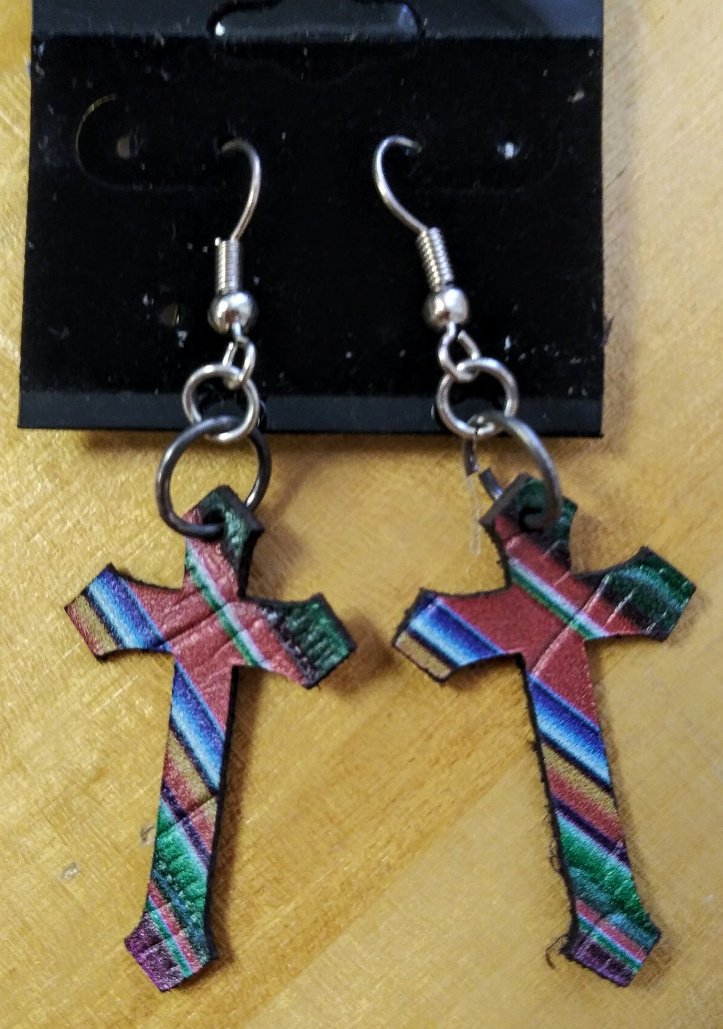 Assorted Leather Cross Earrings