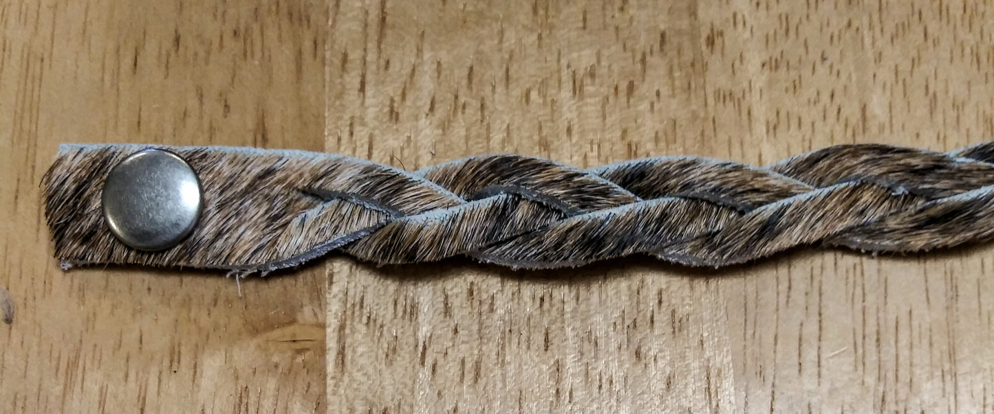 Mini Braid Hair-On-Hide Leather Bracelet