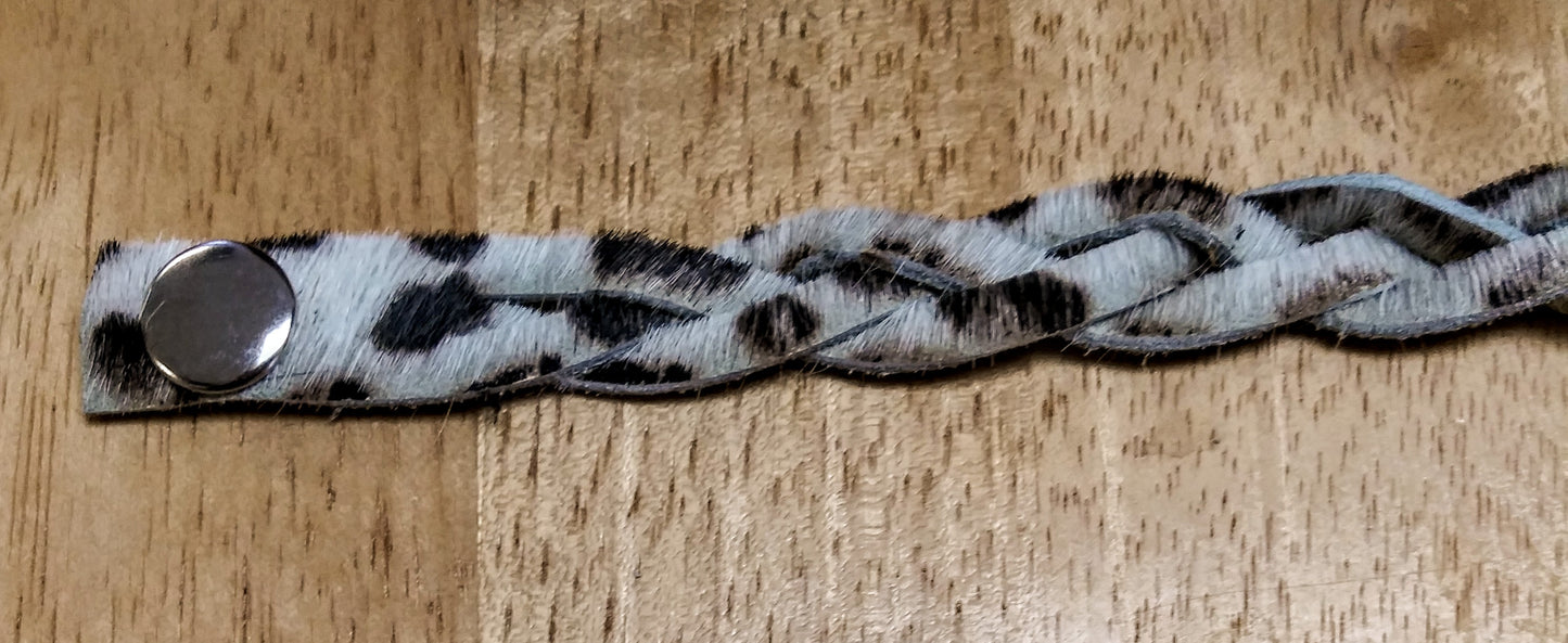 Mini Braid Hair-On-Hide Leather Bracelet