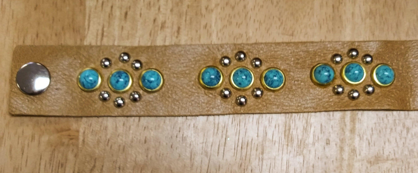 Turquoise Studded Leather Bracelet