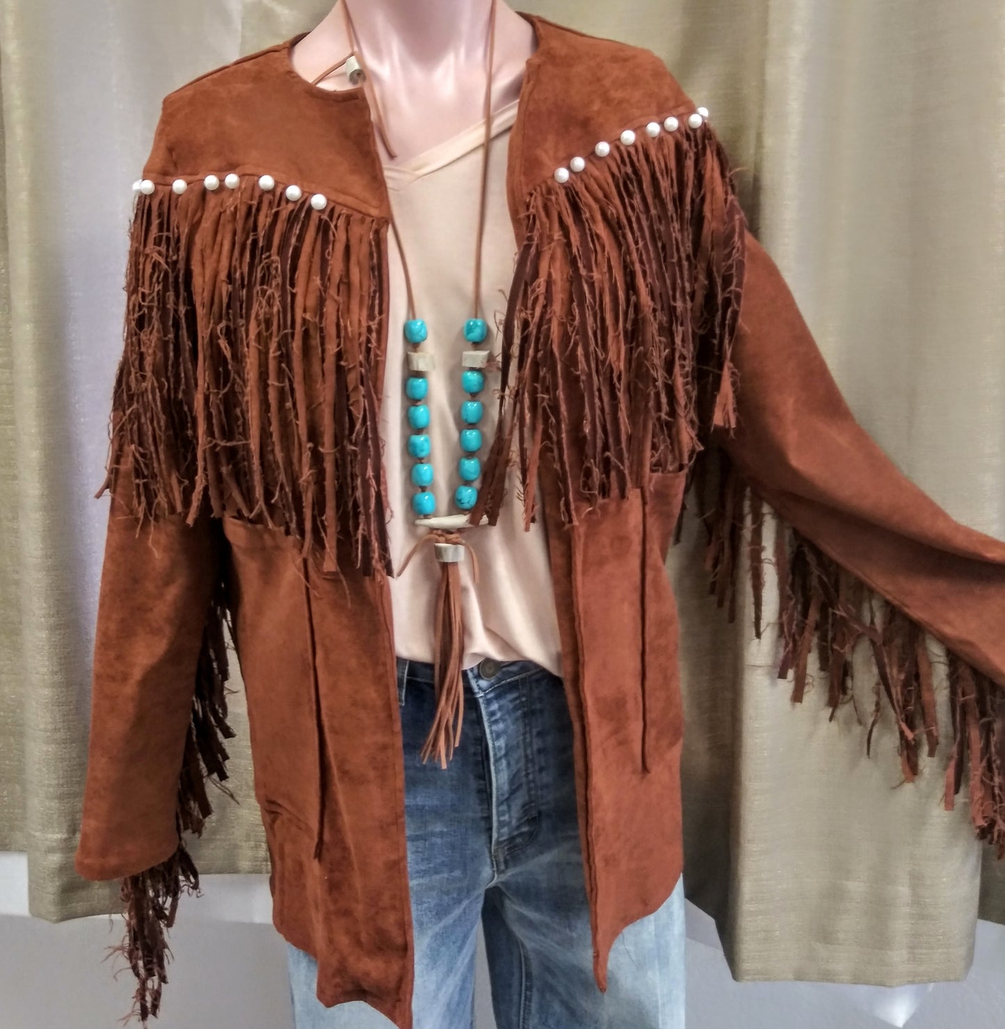 Faux Suede Fringe Jacket with Pearl Detail *SALE*