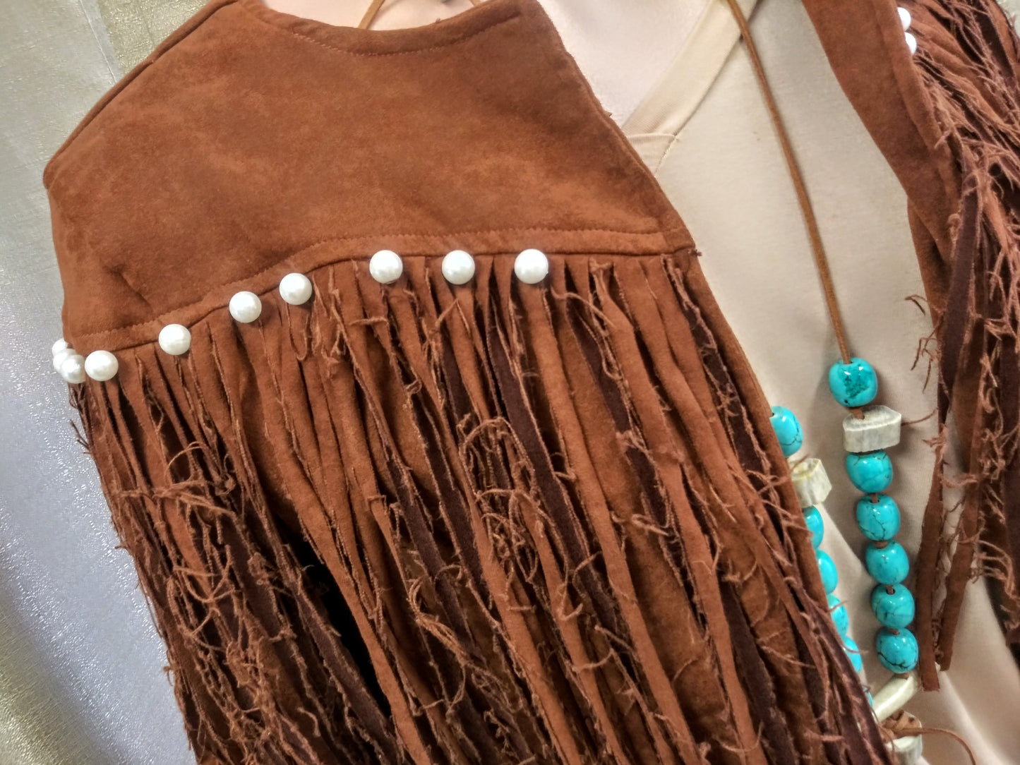Faux Suede Fringe Jacket with Pearl Detail *SALE*