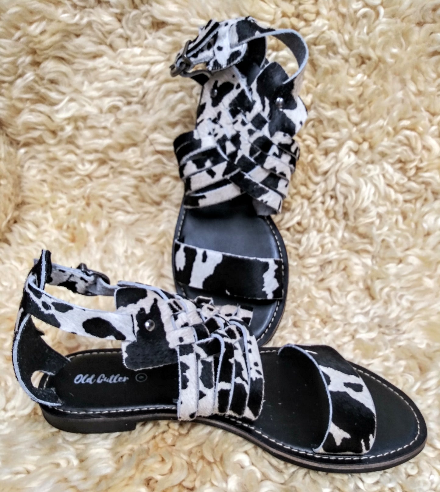 Miami Shoes LOLA-3 in Black and White Cow Print