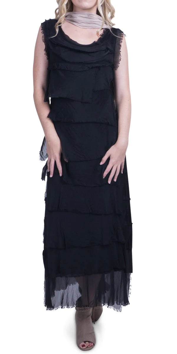 SIENA MAXI RUFFLED DRESS in BLACK