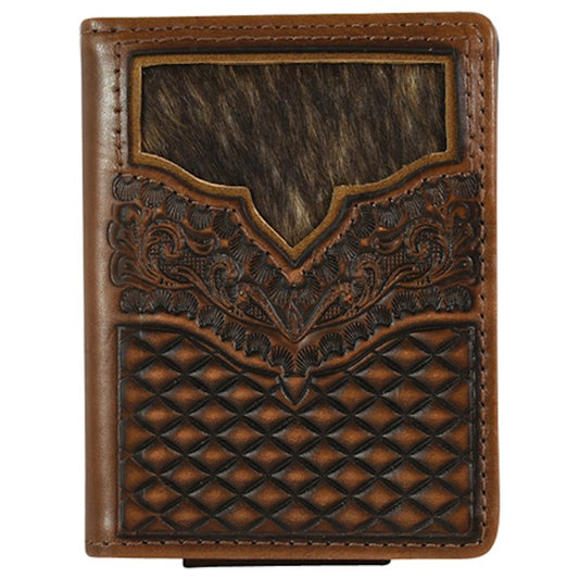 JUSTIN BIFOLD CARD WALLET BRINDLE INLAY