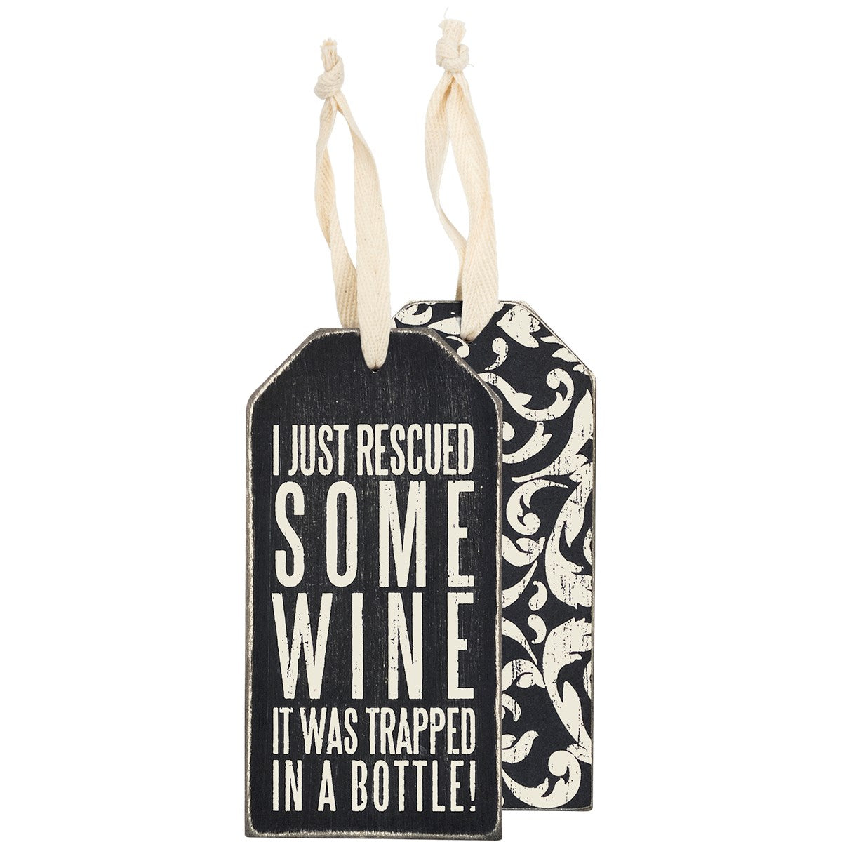 "RESCUED SOME WINE" BOTTLE TAG