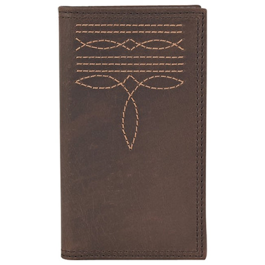 JUSTIN JR RODEO WALLET BROWN W/BOOT STITCH DETAIL